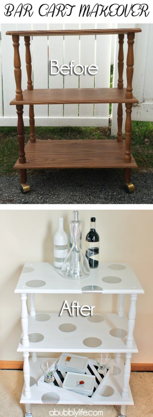 Lovely Bar Cart Before & After Reveal and Polka Dot DIY!