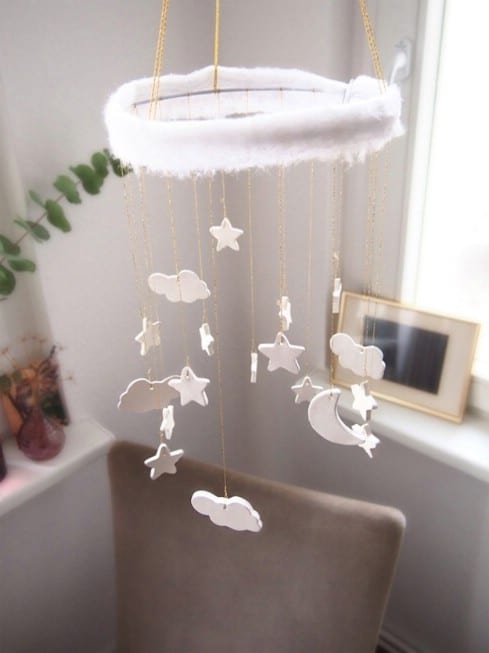 DIY this: Cloud-star-moon-mobile - Top 28 Most Adorable DIY Baby Projects Of All Time