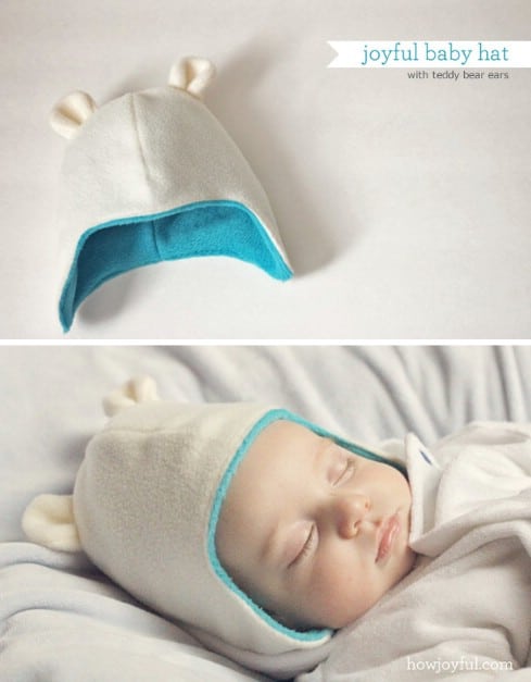 Joyful baby hat with teddy bear ears – Tutorial and pattern - Top 28 Most Adorable DIY Baby Projects Of All Time