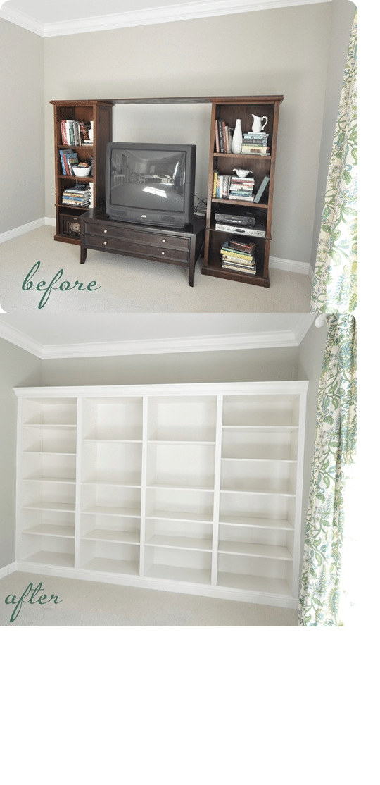 Beautiful DIY Built-In Bookcases – From IKEA Shelves
