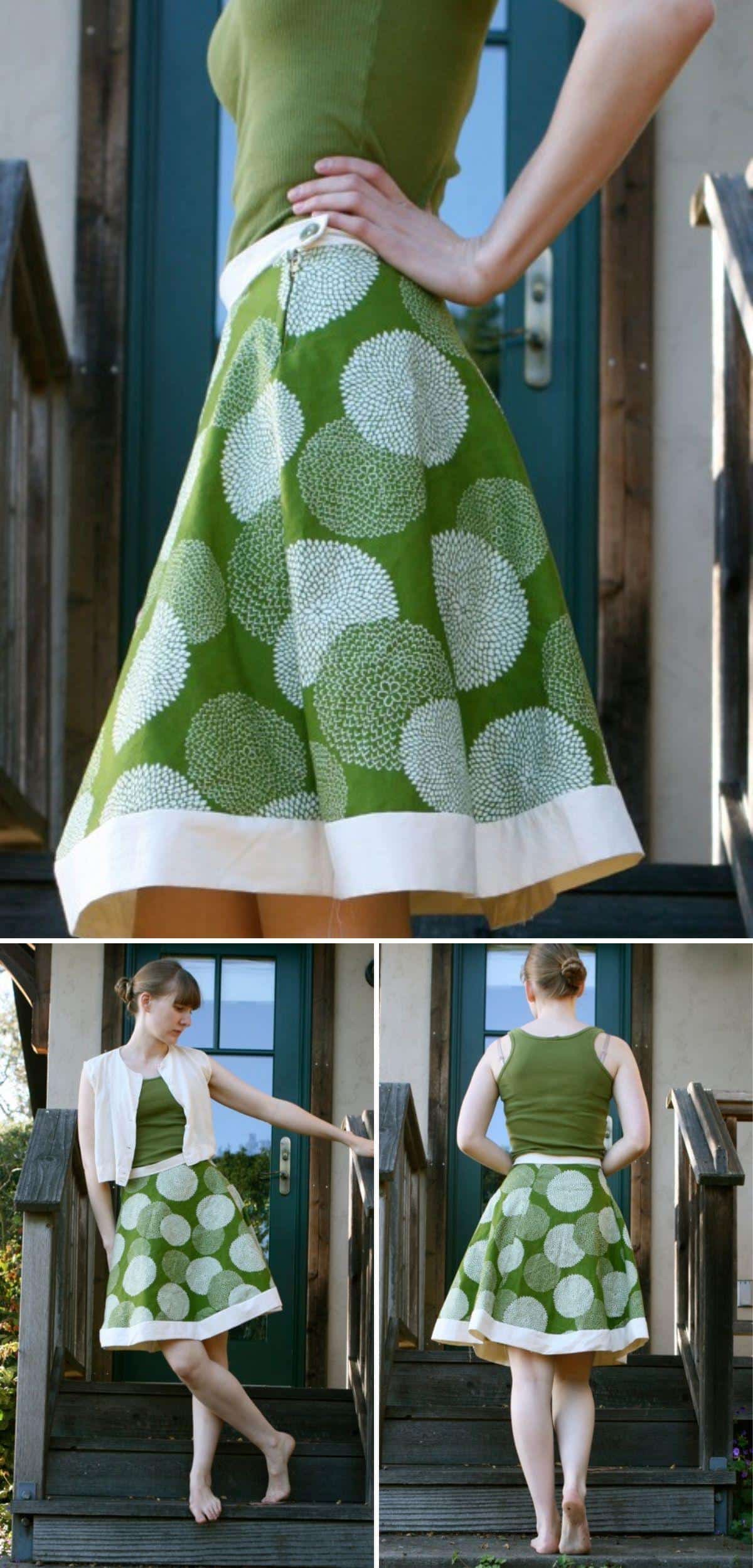 DIY Hemless a-line skirt collage.