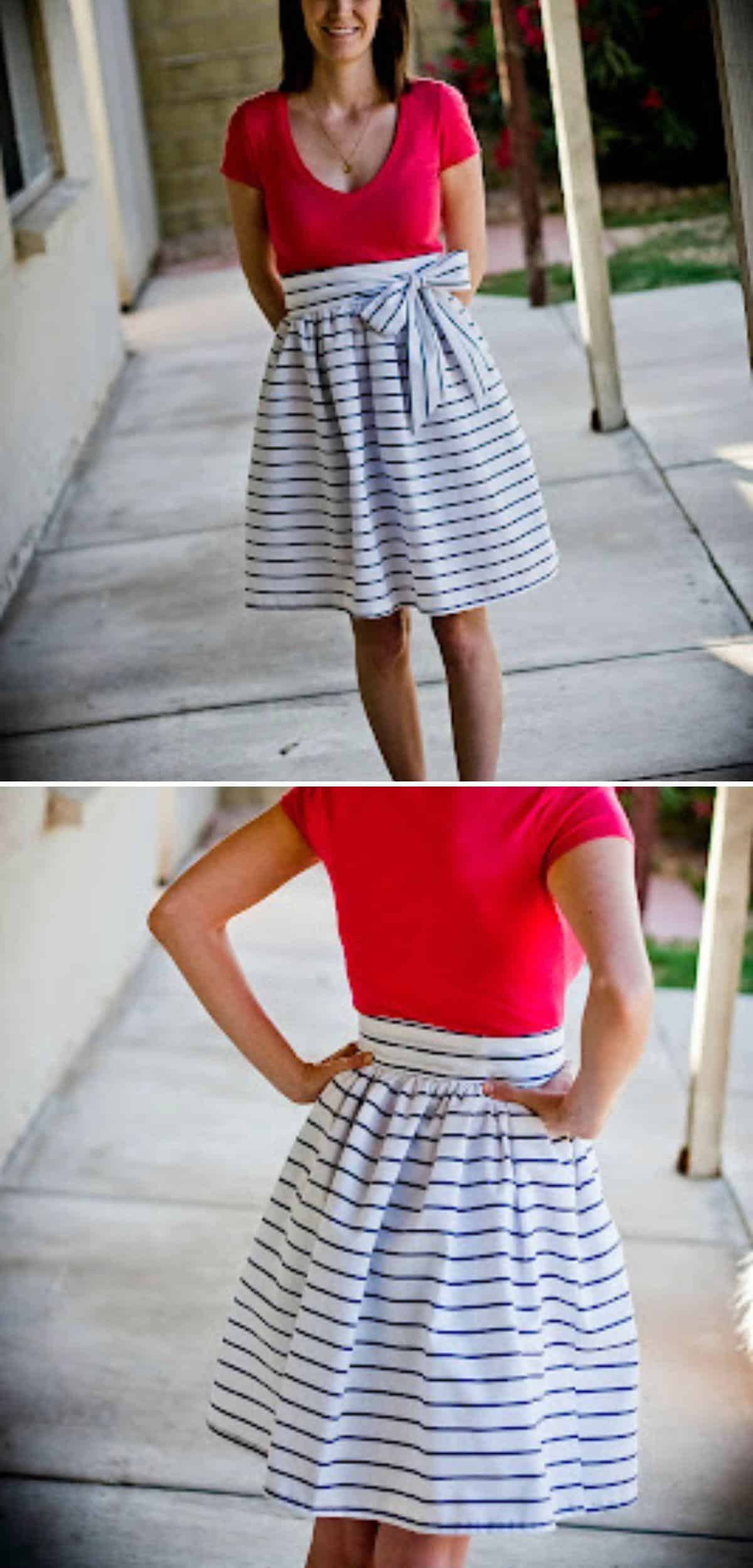 DIY High-Waisted Sash Skirt collage.