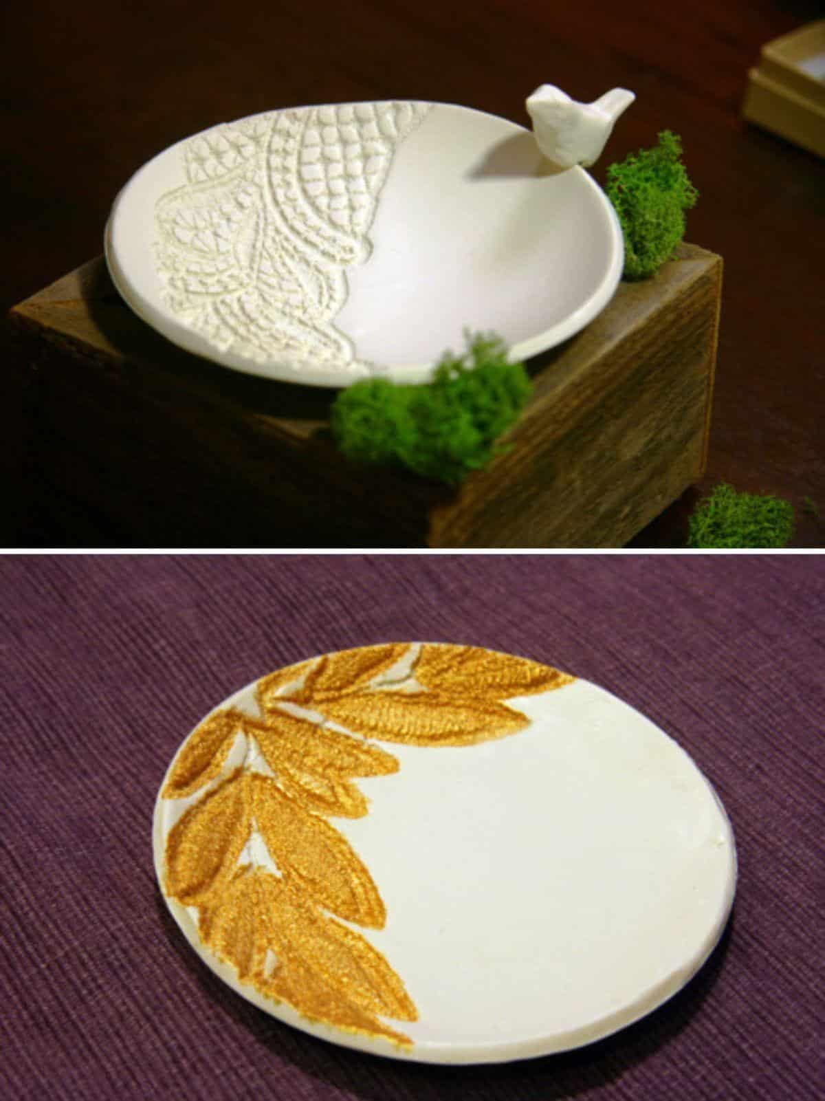 Anthro inspired lace embossed dish