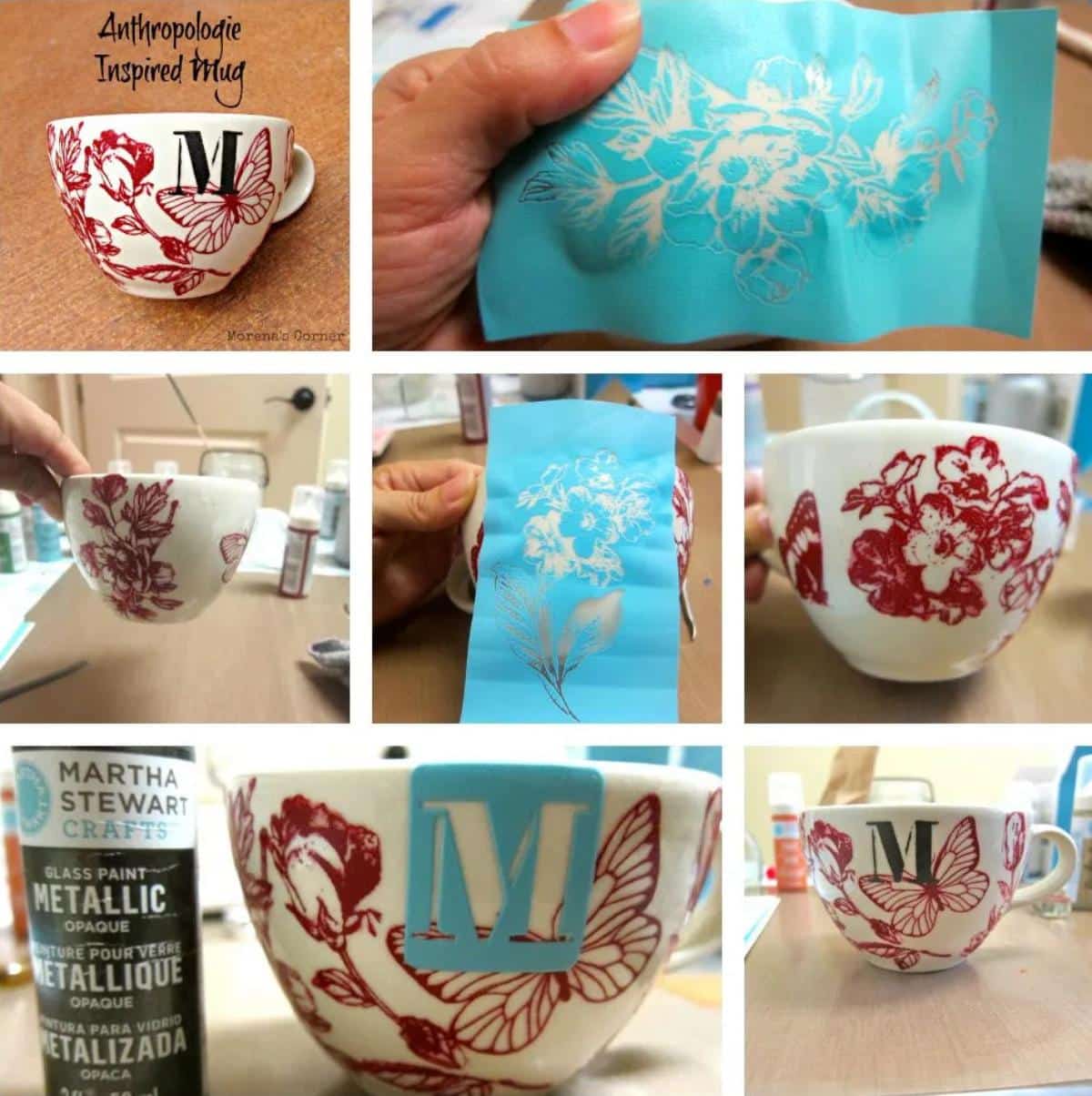 Anthro Inspired Mug made with Martha Stewart Glass Paints collage.