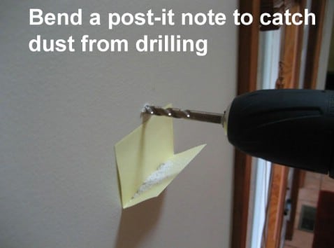 Bend a post-it note to catch dust from drilling - Top 68 Lifehacks and Clever Ideas that Will Make Your Life Easier