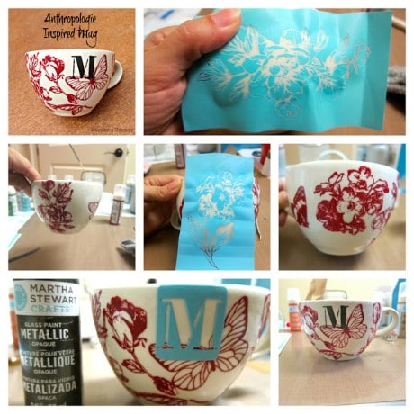 Anthro Inspired Mug made with Martha Stewart Glass Paints - 32 Brilliant DIY Anthropologie Knockoffs