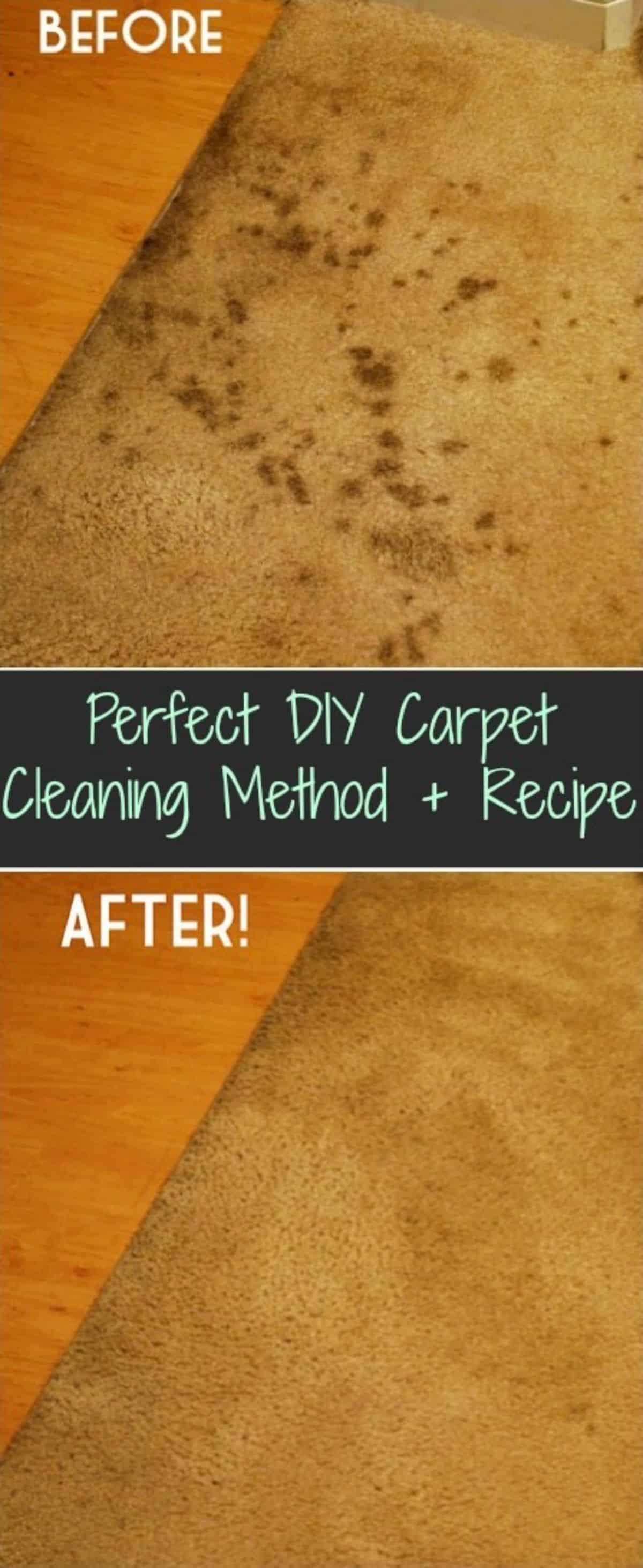 Perfect DIY Carpet Cleaning Method + Recipe pinterest image.