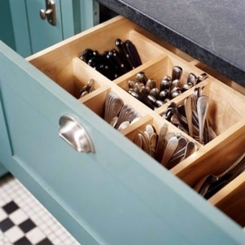 Vertical Utensil Drawer - Top 58 Most Creative Home-Organizing Ideas and DIY Projects