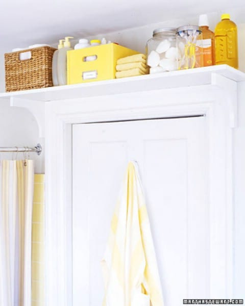 Use a Shelf Over Bathroom Door for Rarely Used Things - Top 58 Most Creative Home-Organizing Ideas and DIY Projects