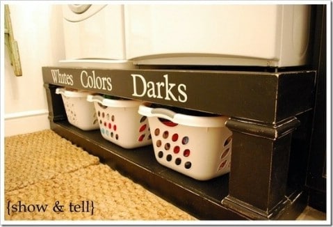 Washer and Dryer Shelf with Organized Laundry - Top 58 Most Creative Home-Organizing Ideas and DIY Projects