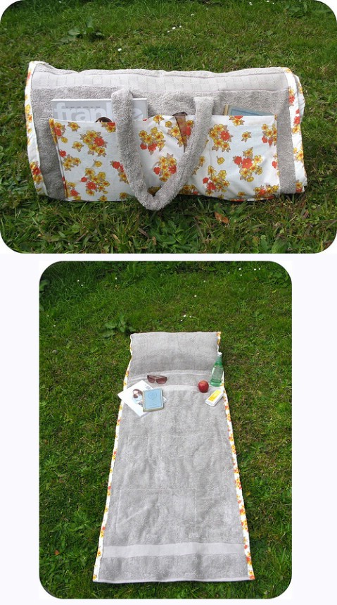 DIY Repurposed Towel - The Sunbathing Companion - 35 Summery DIY Projects And Activities For The Best Summer Ever 