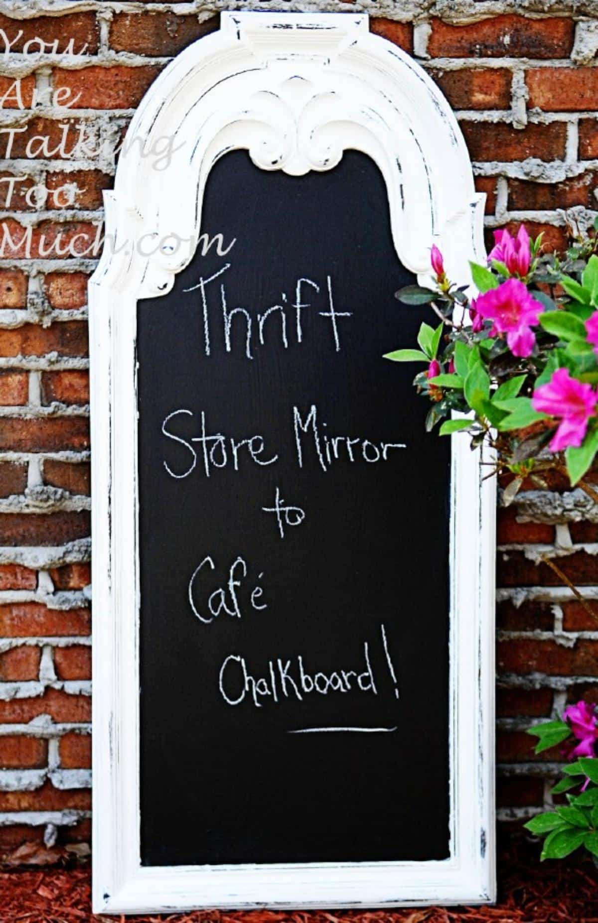 DIY Thrift store mirror to cafe chalkboard