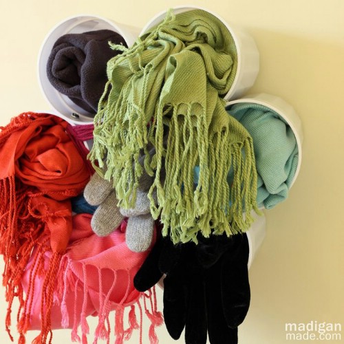 Plastic Cup Scarf Storage - 150 Dollar Store Organizing Ideas and Projects for the Entire Home