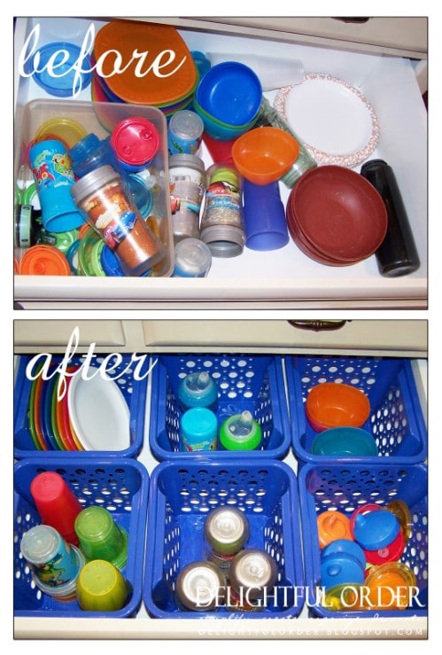 Sippy Cup Organization - 150 Dollar Store Organizing Ideas and Projects for the Entire Home