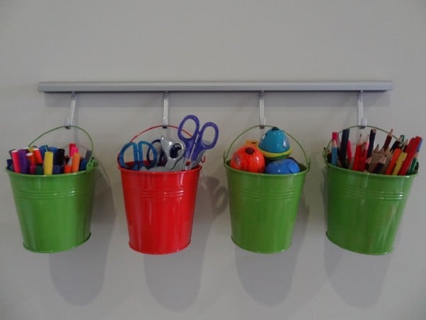 Buckets for Craft Organization - 150 Dollar Store Organizing Ideas and Projects for the Entire Home