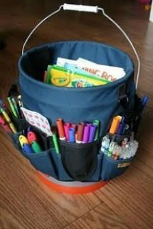 Tool Belt and Bucket to Organize Craft Supplies - 150 Dollar Store Organizing Ideas and Projects for the Entire Home
