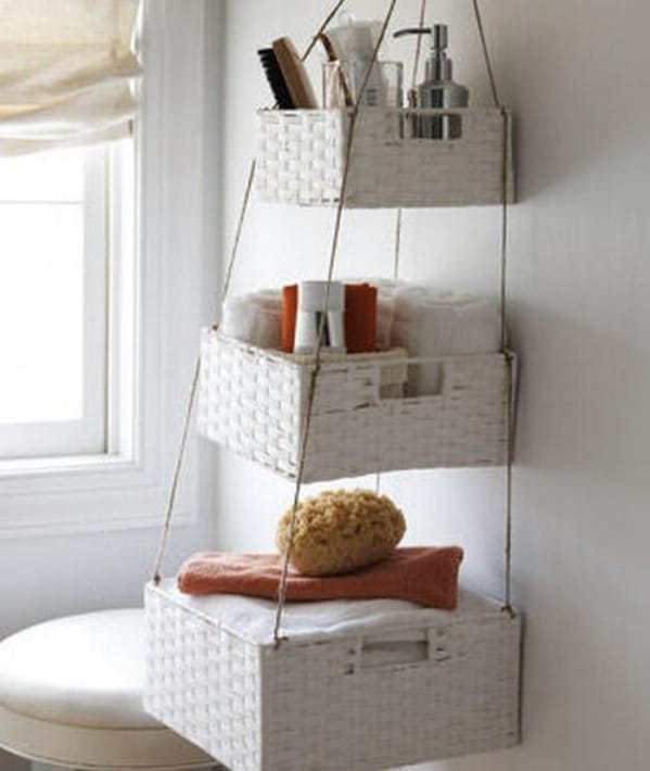 Hanging Baskets Craft Project - 30 Brilliant Bathroom Organization and Storage DIY Solutions