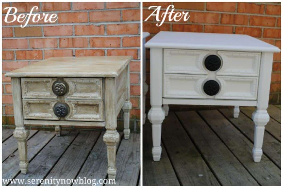 DIY Thrift Store Furniture Makeover before and after.