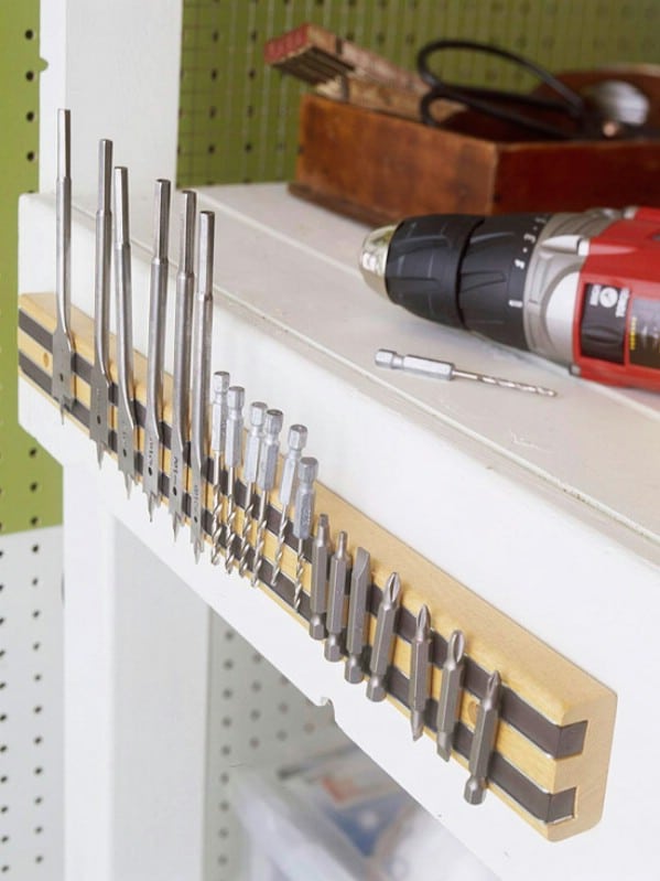 Magnetic Strips Can Hold Tools - 49 Brilliant Garage Organization Tips, Ideas and DIY Projects