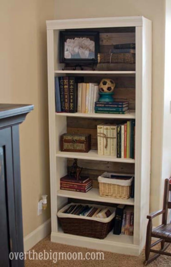 Pallet Backed Bookshelf - Top 60 Furniture Makeover DIY Projects and Negotiation Secrets