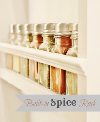 DIY Built-in Spice Rack - 60+ Innovative Kitchen Organization and Storage DIY Projects