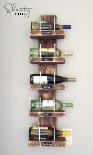 DIY Wine Rack under 15$ - 60+ Innovative Kitchen Organization and Storage DIY Projects