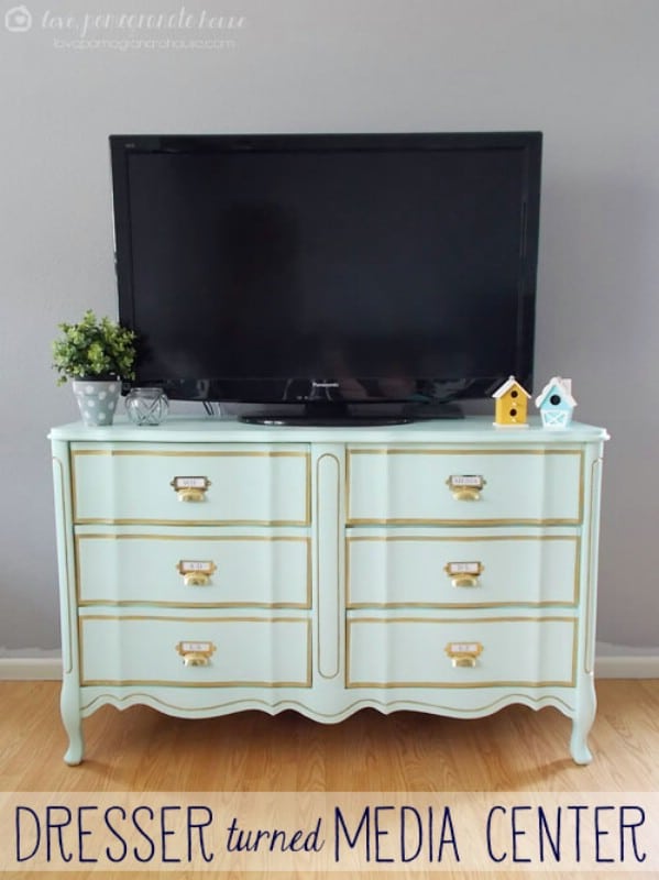 Dresser Turned Media Stand - Top 60 Furniture Makeover DIY Projects and Negotiation Secrets