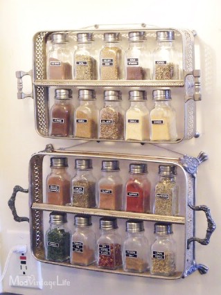 Old Silver Trays Into Spice Holders - 60+ Innovative Kitchen Organization and Storage DIY Projects