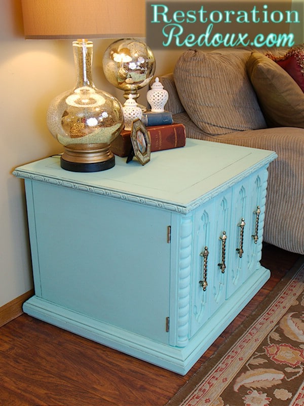 Aqua Chalky Painted Table - Top 60 Furniture Makeover DIY Projects and Negotiation Secrets