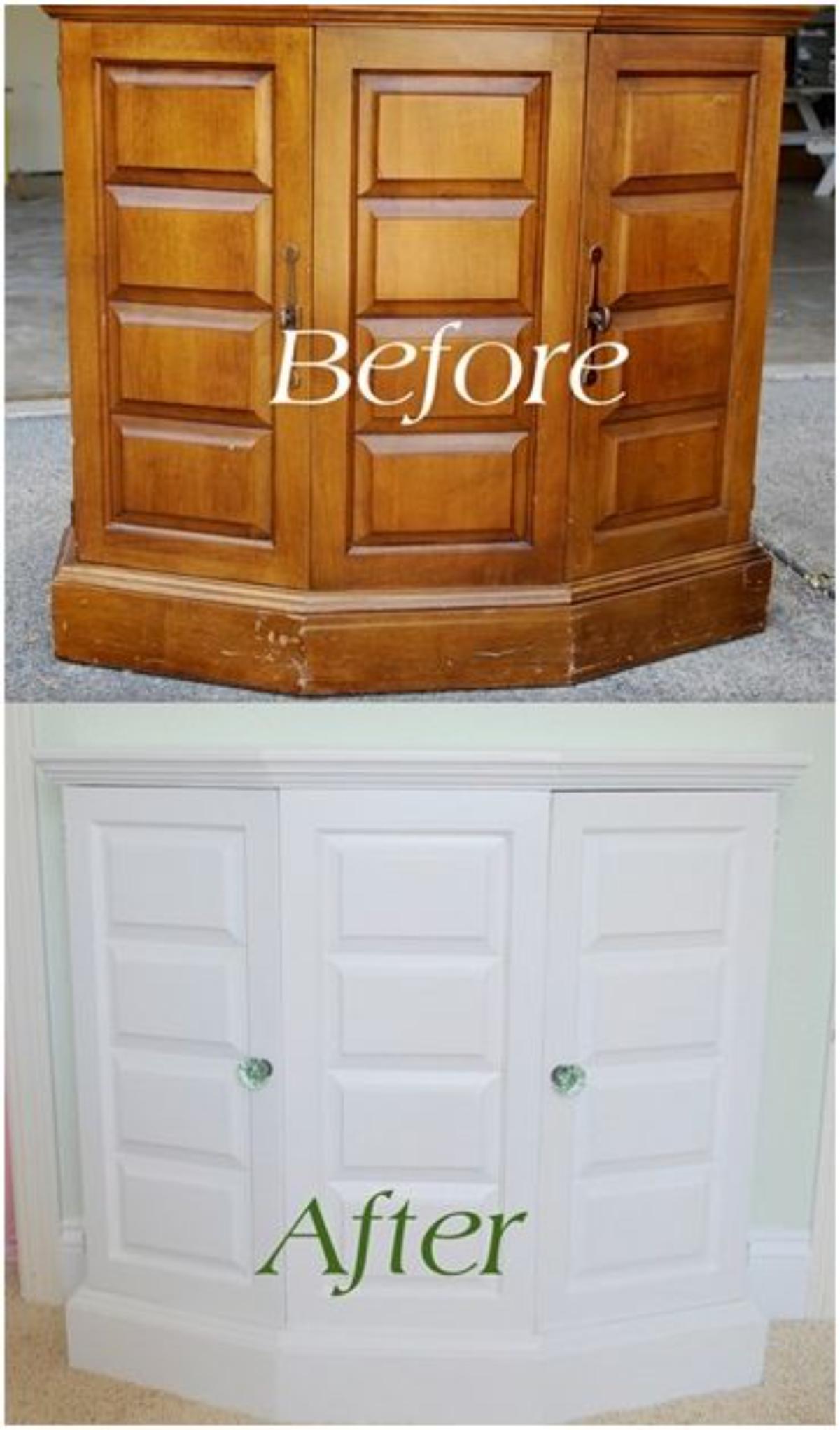 DIY: Painted Thrift Store Cabinet before and after.