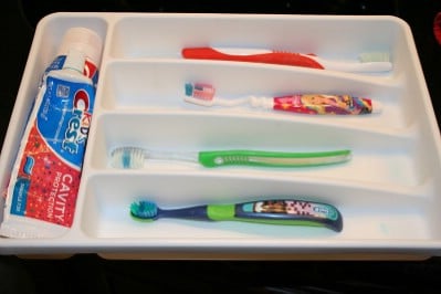 Toothbrush Organizer from a Silverware Holder