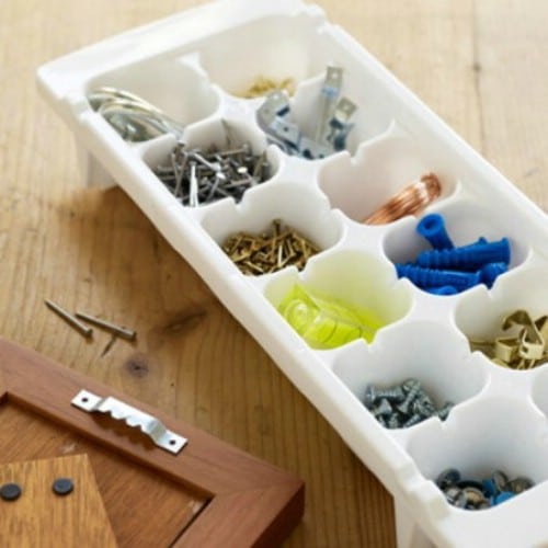 Organize Tool Supplies with Ice Cube Trays - 150 Dollar Store Organizing Ideas and Projects for the Entire Home