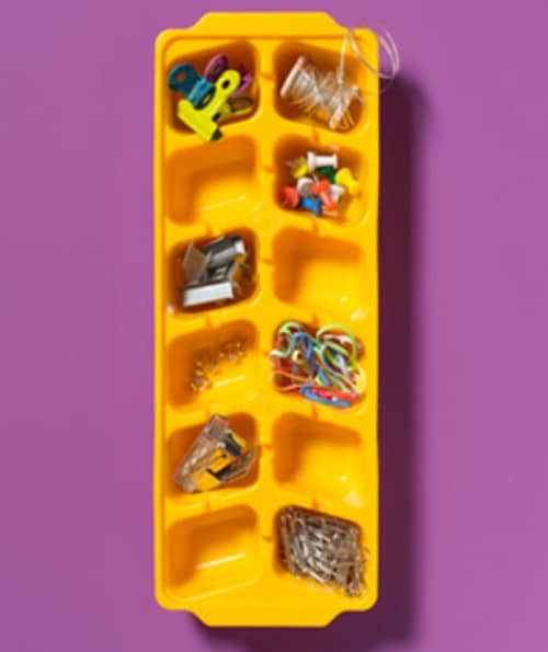 Ice Cube Trays Can Organize Office Supplies - 150 Dollar Store Organizing Ideas and Projects for the Entire Home
