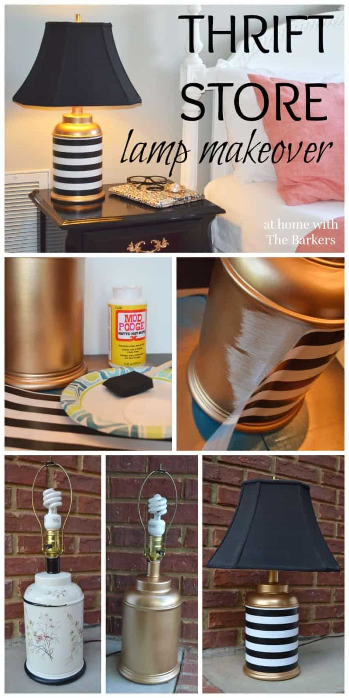 DIY Thrift Store Lamp Makeover collage.