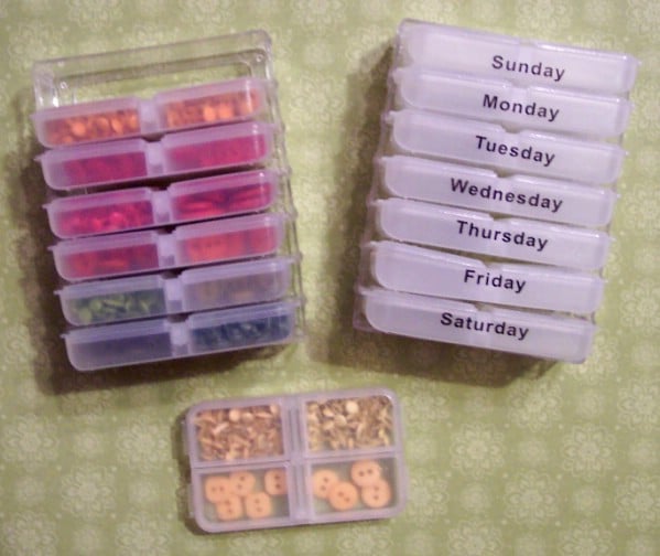 Store Buttons in a Pill Organizer - 150 Dollar Store Organizing Ideas and Projects for the Entire Home
