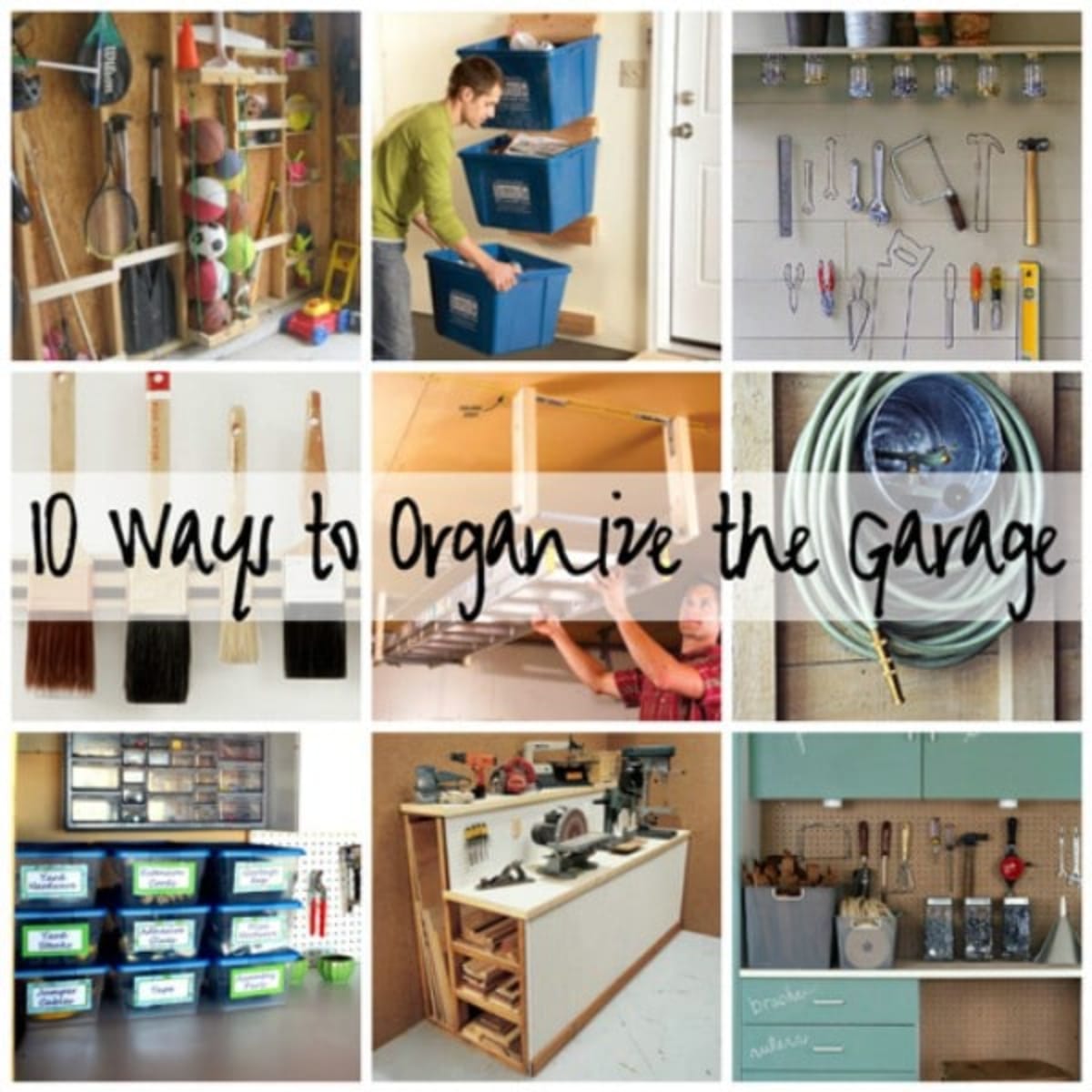 DIY garage organization collage.