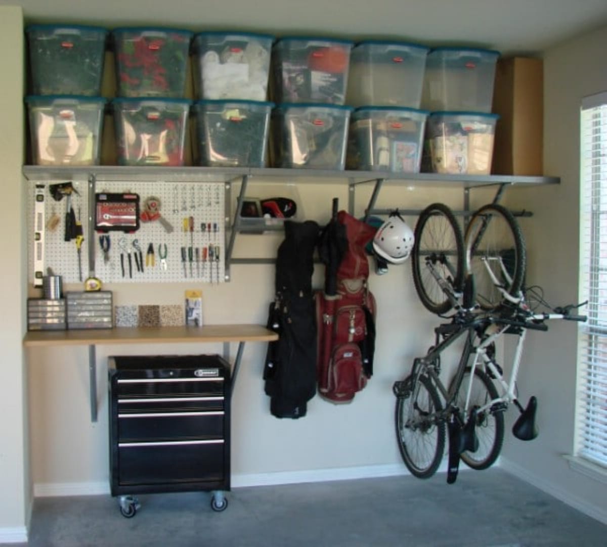 DIY horizontal organized garage.