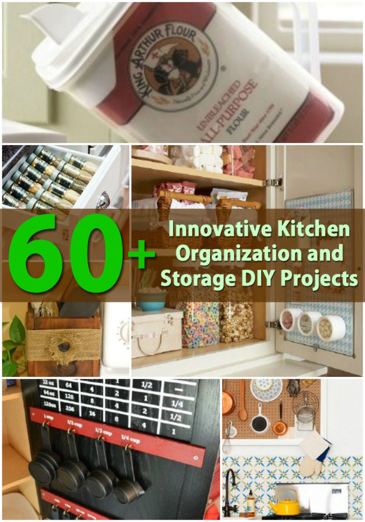 60+ Innovative Kitchen Organization and Storage DIY Projects pinterest image.