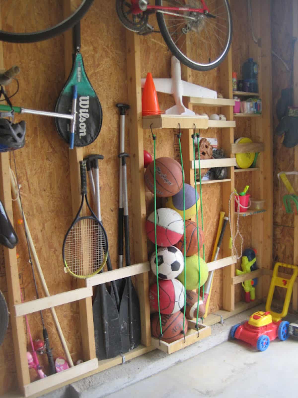 DIY stud garage organization.