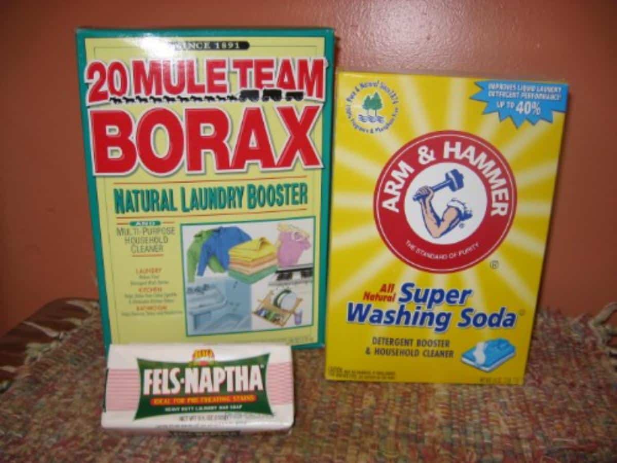 Borax, washing soda packages.
