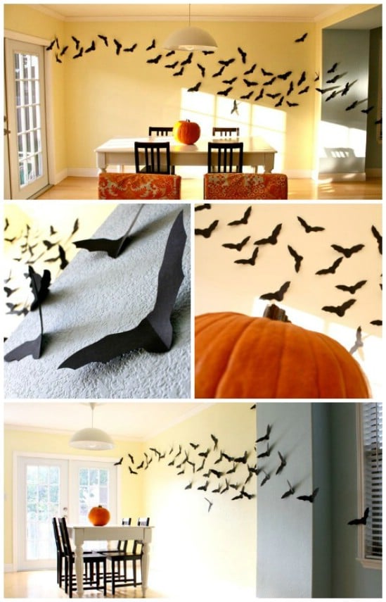 Flying Bats - 40 Easy to Make DIY Halloween Decor Ideas