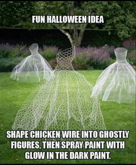 Eerie Chicken Wire Ghost - 40 Easy to Make DIY Halloween Decor Ideas