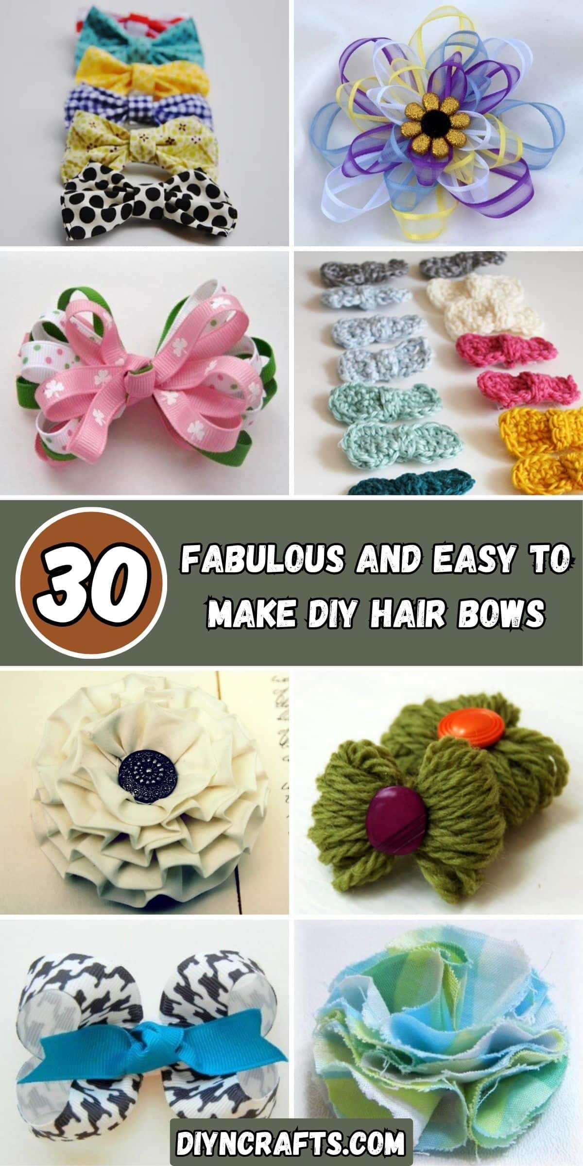 30 Fabulous and Easy to Make DIY Hair Bows collage.