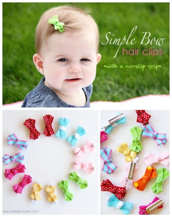 No-Slip  Bows for Babies - 30 Fabulous and Easy to Make DIY Hair Bows