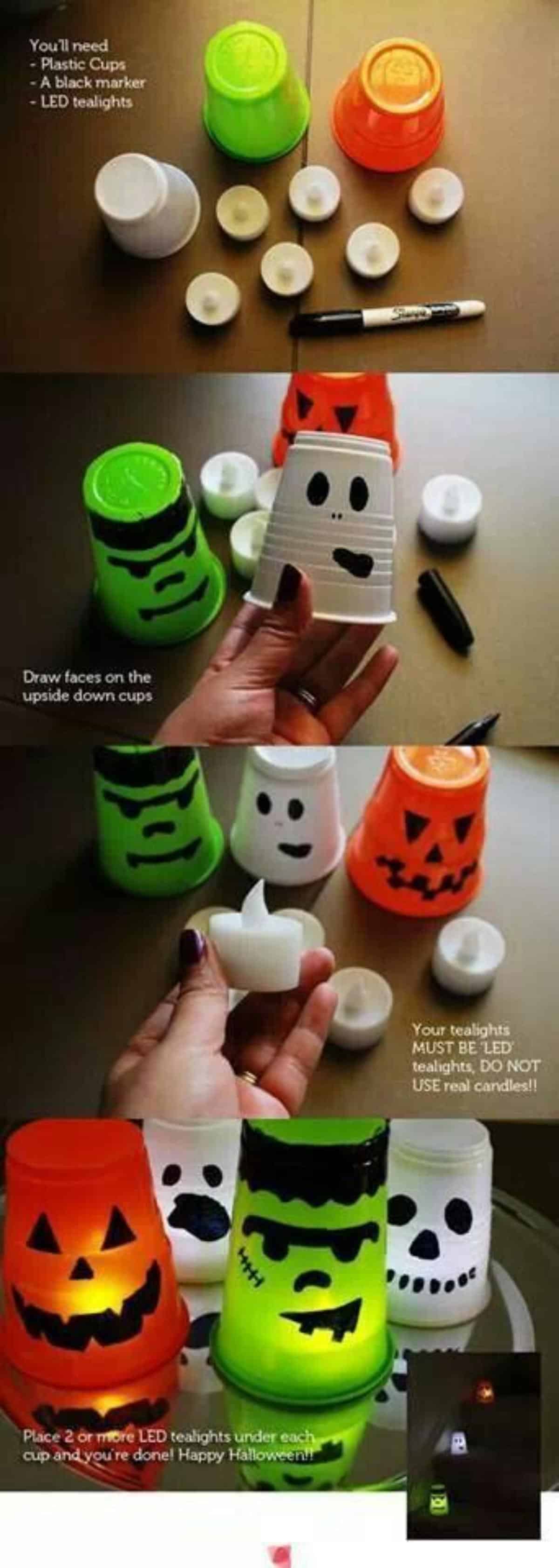 DIY Spooky Halloween Candle Light Cups