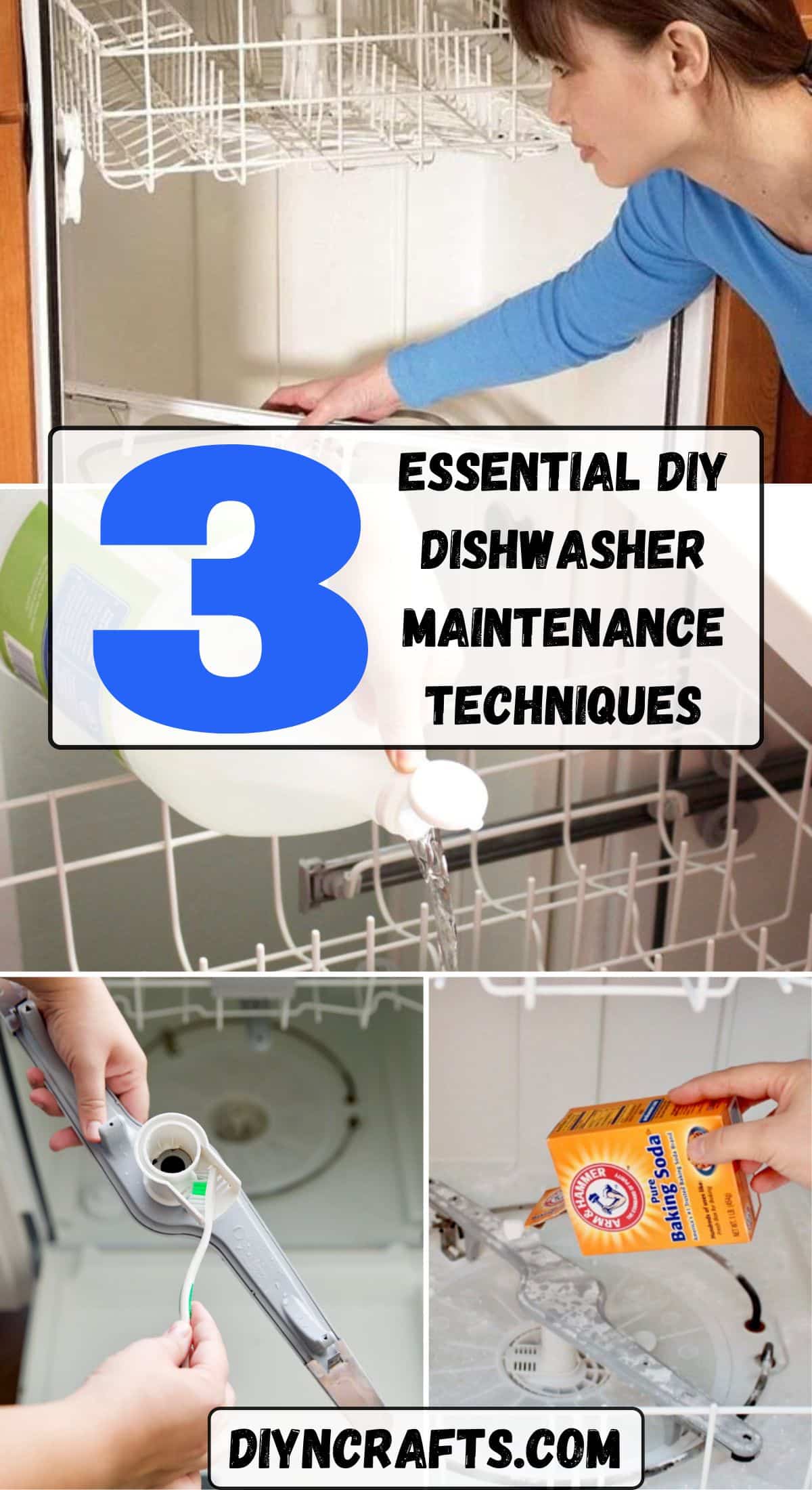 Top 3 Essential DIY Dishwasher Maintenance Techniques collage.