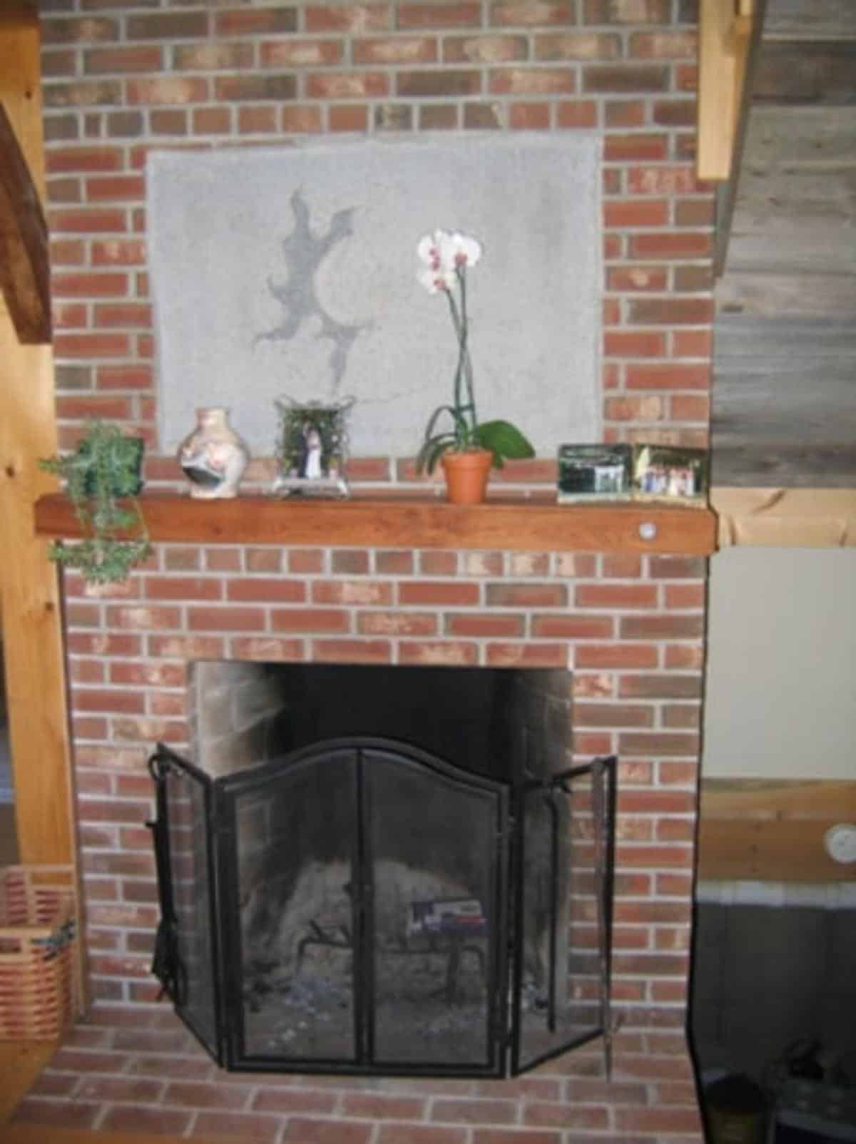 An indoor fireplace.
