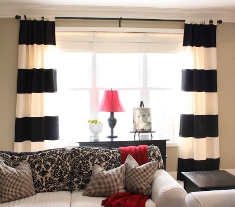 Bold Striped Drapes - 30 Extremely Creative No-Sew DIY Projects