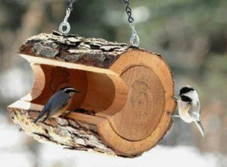 Log Bird Feeder - 23 DIY Birdfeeders That Will Fill Your Garden With Birds