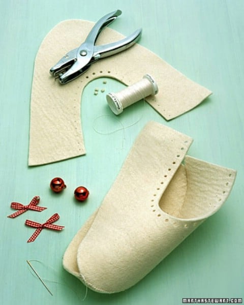 Jingle Bell Slippers - 30 Extremely Creative No-Sew DIY Projects